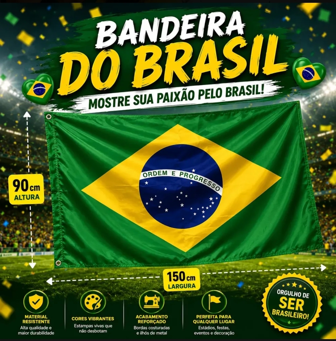 Bandeira do Brasil para decoração e torcida.